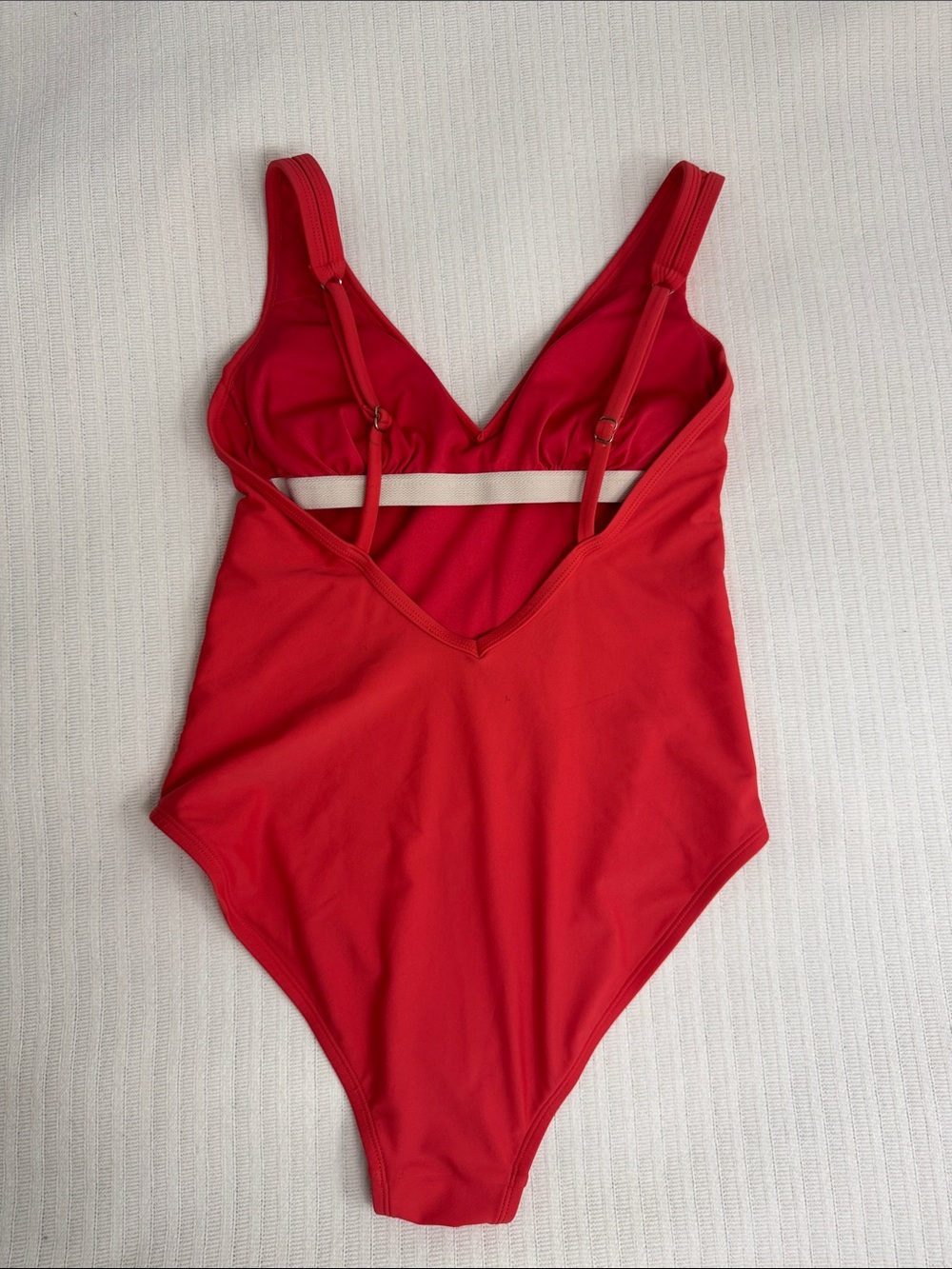 Kona Sol Bright Red V-Neck One-Piece Swimsuit
